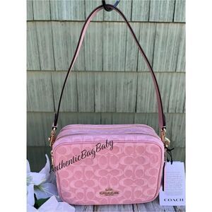 Coach Carey Crossbody Bag In Pink Signature Denim Purse
